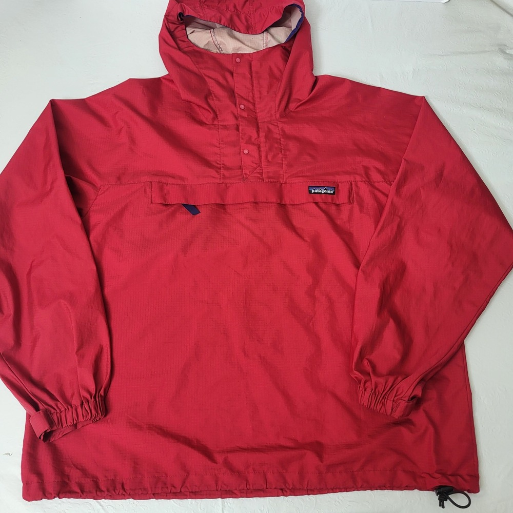 Vtg 90s Patagonia Red Ripstop Lightweight Windbreaker Jacket Packable 90s Men L